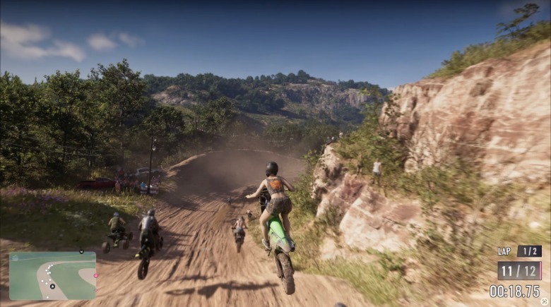 Screenshot from the GTA VI preview showing motocross racing