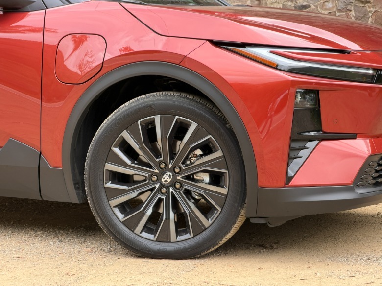 Front wheel of an orange 2026 Toyota C-HR
