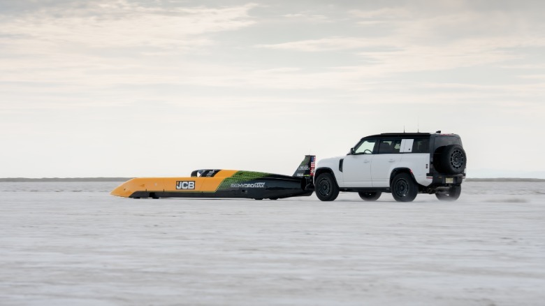 The JCB Hydromax being pushed off to begin a run