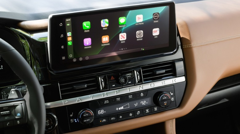 A close-up of the new Pathfinder's center stack