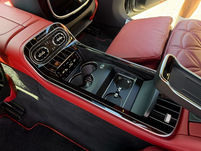 Rear center console of a 2027 Mercedes-Maybach S680
