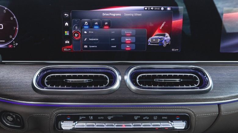 A close-up of the center stack in the new GLS showing the tiny center screen
