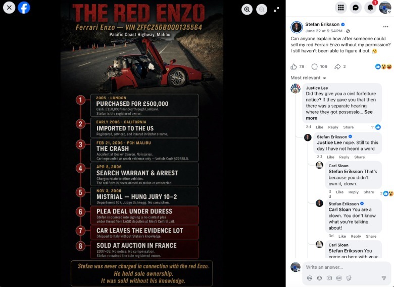 Screenshot of a Facebook post