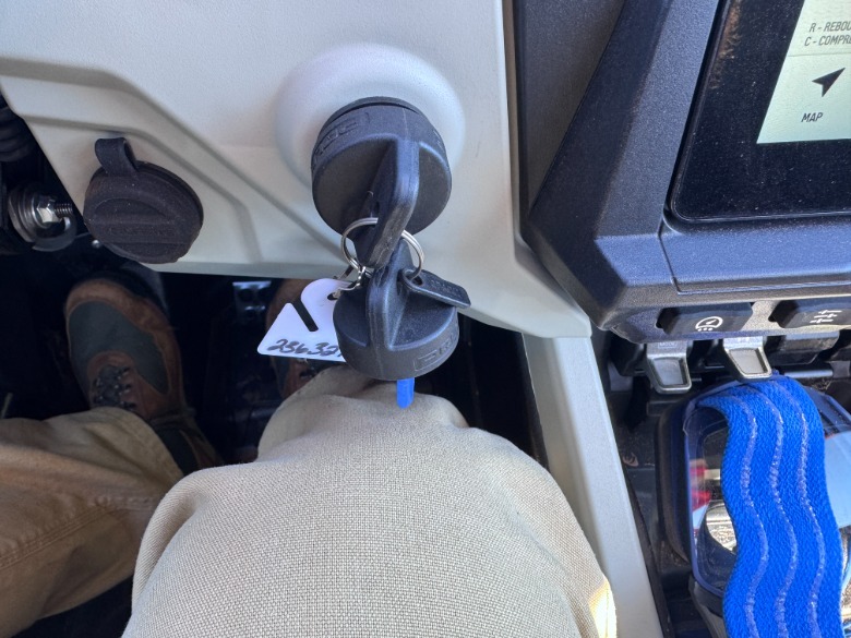 My right leg in the Polaris RZR Pro R Boost