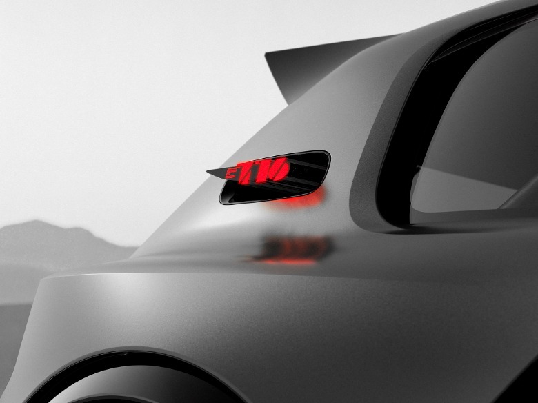 Rear badge on the Peugeot E-T16 concept