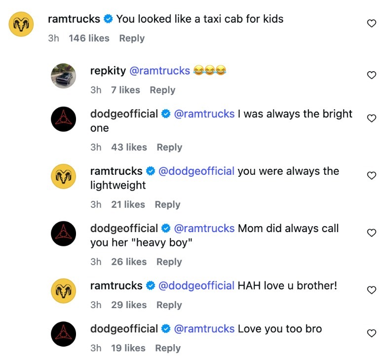 Screenshot of Instagram comments