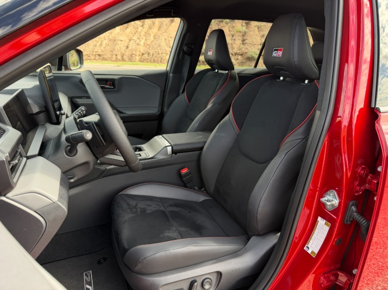 Front seats of a 2026 Toyota RAV4 GR Sport