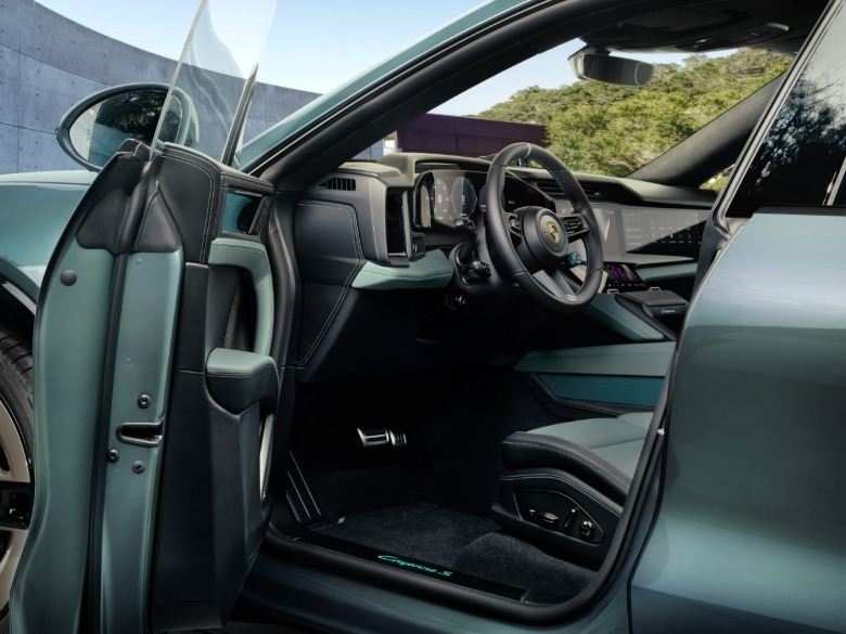 Door open on a Porsche Cayenne Electric