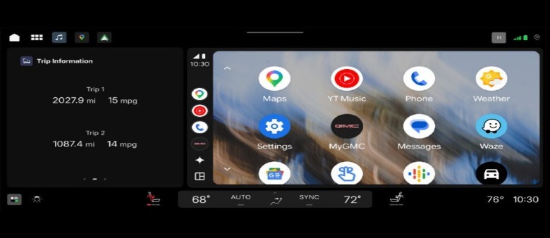 Screengrab of Android Auto running on GM's new infotainment system.