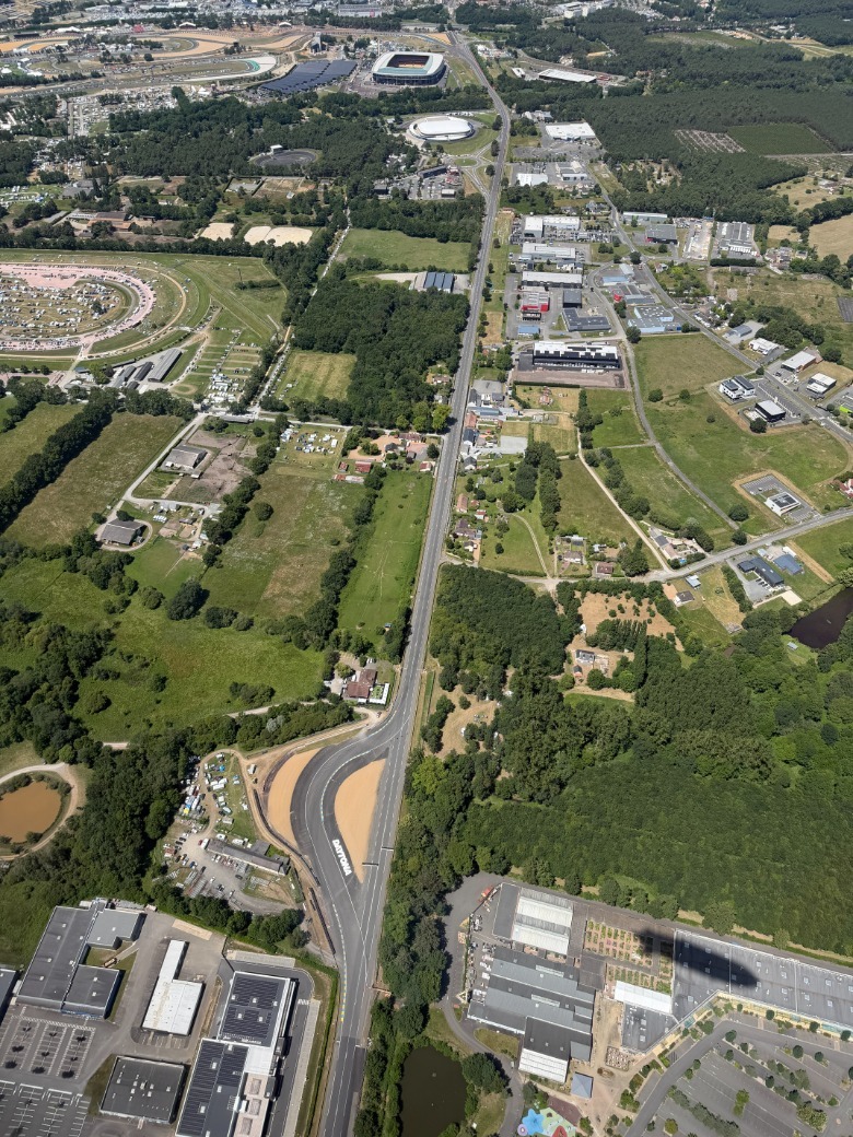 An overhead view of the Mulsanne straight at Le Mans