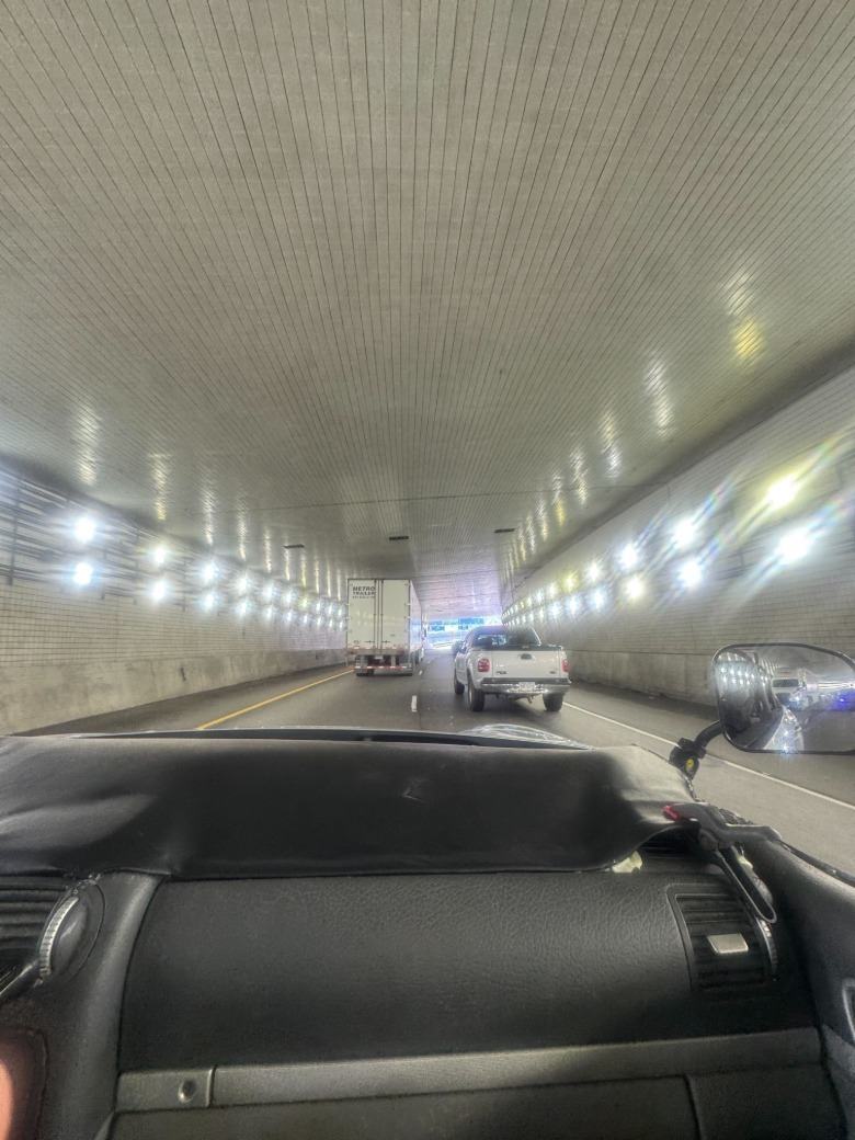 Driving through a tunnel