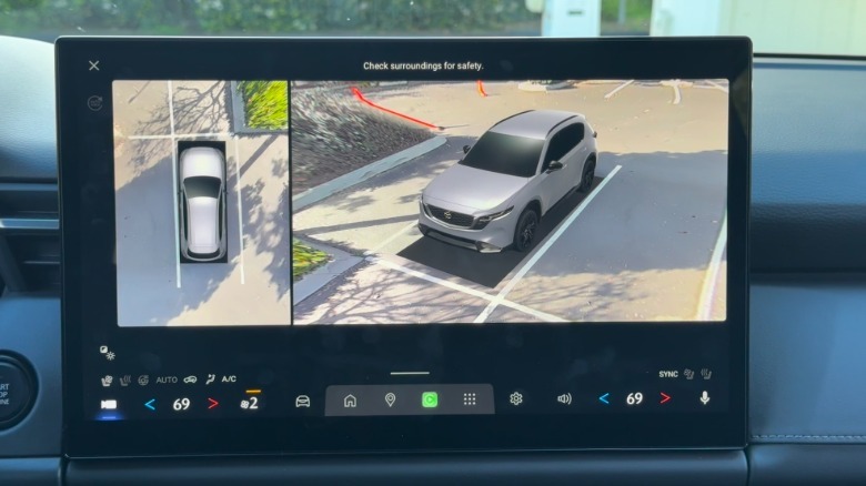 A photo of the CX-5's surround view camera showing its high-quality image
