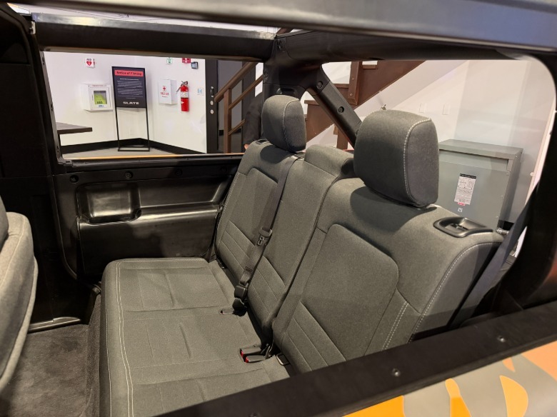 Back seat of a Slate truck