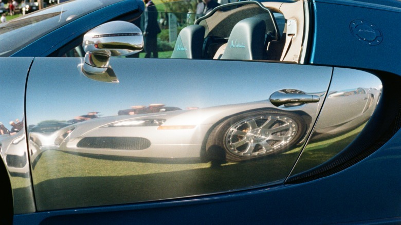 Polished door panel of a Bugatti Veyron