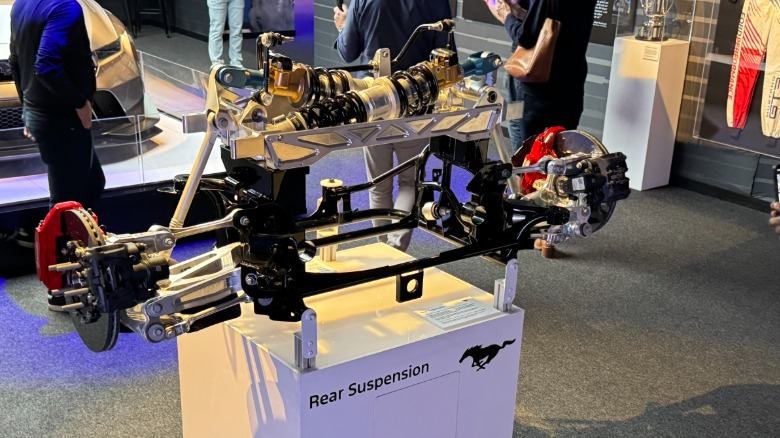A photo of the Mustang GTD's rear suspension on display at the exhibit