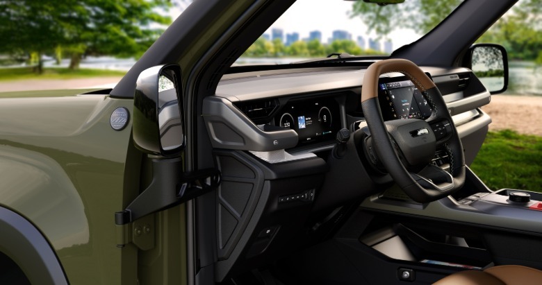 Interior and side mirrors of a 2026 Jeep Recon