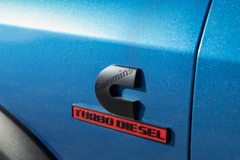 blue 2027 Ram Power Wagon Cummins badge