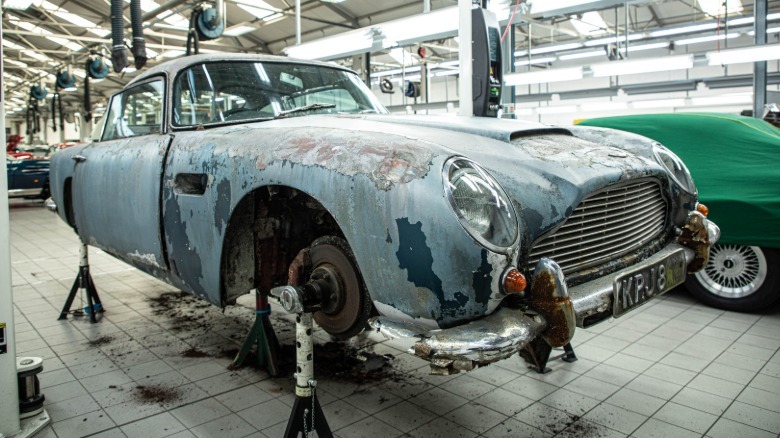 John Williams' Aston Martin DB5 at Aston Martin Works as the restoration began