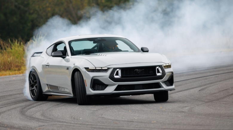 2026 Ford Mustang RTR drifting with lots of tire smoke